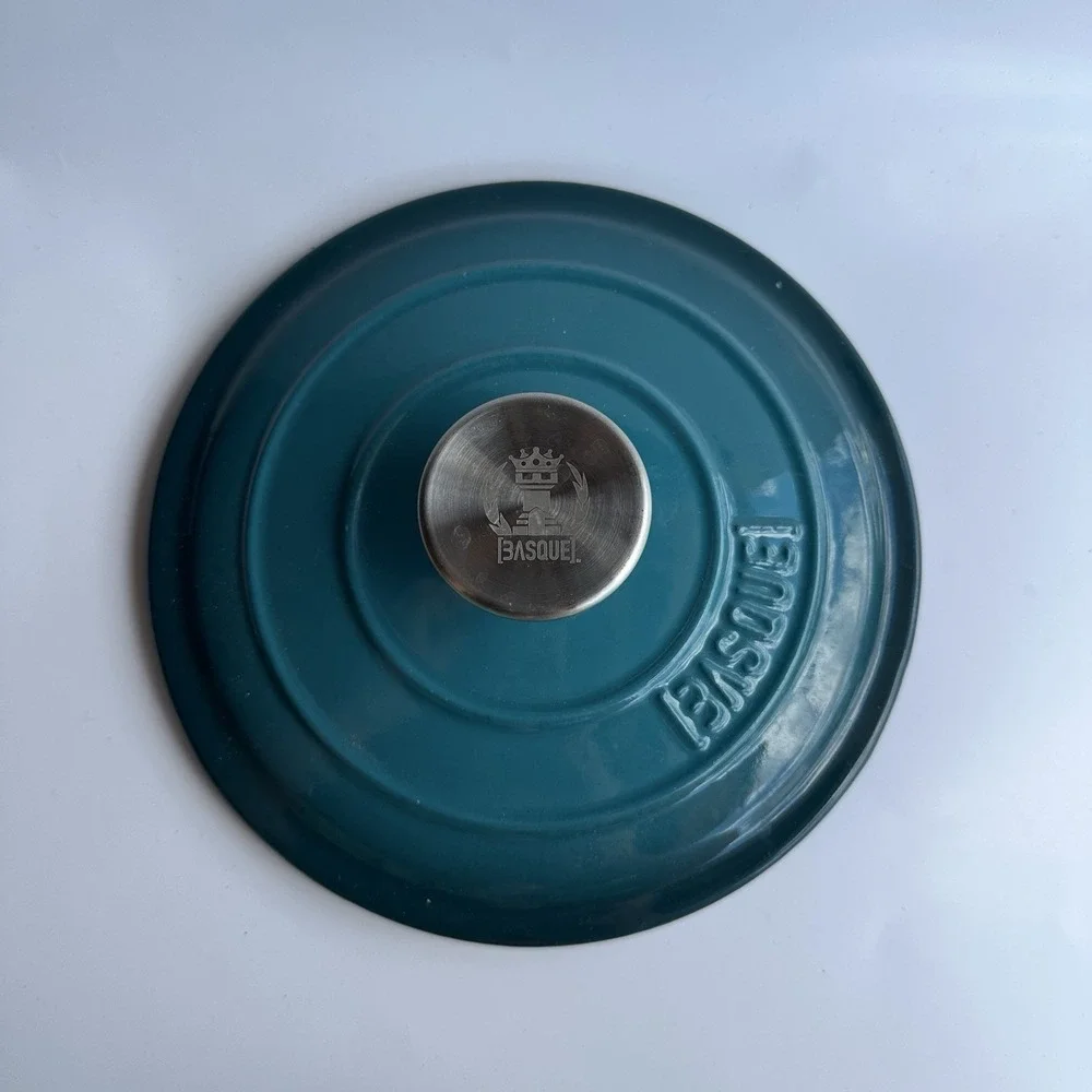 Basque Enameled Cast Iron Cookware Replacement Lid Only Teal